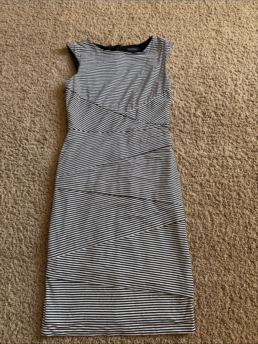 White House black market sleeveless striped layered body con dress size 8